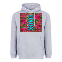 Heather Grey xoxo valentine's day pink roses and hearts Heavyweight Hoodie - Jasminsmagicworld
