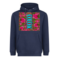 Navy xoxo valentine's day pink roses and hearts Heavyweight Hoodie - Jasminsmagicworld
