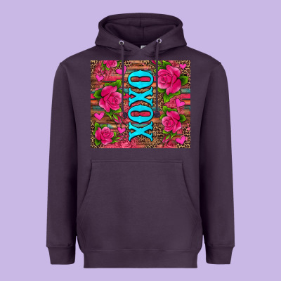 Xoxo Valentine's Day Pink Roses And Hearts Heavyweight Hoodie Designed By Jasminsmagicworld