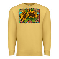 Antique Gold Sunflower With Serape Background Premium Sweatshirt - Jasminsmagicworld