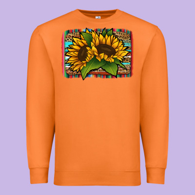 Sunflower With Serape Background Premium Sweatshirt Designed By Jasminsmagicworld