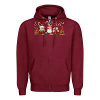 Burgundy Christmas Gnomes Zipper Hoodie - Artiststas