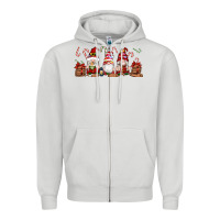 Dove Grey Christmas Gnomes Zipper Hoodie - Artiststas