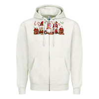 Oatmeal Heather Christmas Gnomes Zipper Hoodie - Artiststas