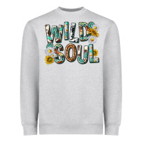 Heather Grey western wild soul with sunflowers Heavyweight Sweatshirt - texasbilliewilder