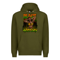 Army Green black history afro woman Premium Hoodie - NancyCooperArtShop