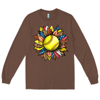 Chestnut softball sunflower Long Sleeve Tee - HRA Design Shop