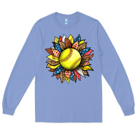 Colony Blue softball sunflower Long Sleeve Tee - HRA Design Shop