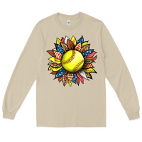 Mushroom softball sunflower Long Sleeve Tee - HRA Design Shop