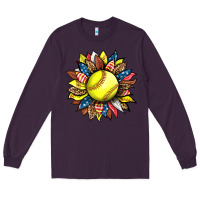 Plum softball sunflower Long Sleeve Tee - HRA Design Shop