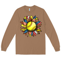 Toasted Coconut softball sunflower Long Sleeve Tee - HRA Design Shop
