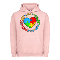 Pigment Salmon autism awareness puzzle heart love understand advo Urban Hoodie - Artiststas
