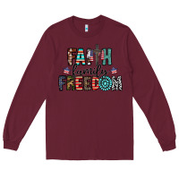 Burgundy faith family freedom Long Sleeve Tee - CowhideDigitalArt