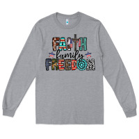 Heather Grey faith family freedom Long Sleeve Tee - CowhideDigitalArt
