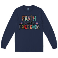 Navy faith family freedom Long Sleeve Tee - CowhideDigitalArt