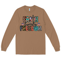 Toasted Coconut faith family freedom Long Sleeve Tee - CowhideDigitalArt