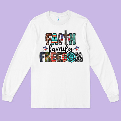 Faith Family Freedom Long Sleeve Tee Designed By Cowhidedigitalart