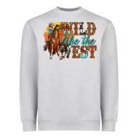 Heather Grey wild like west Heavyweight Sweatshirt - texasbilliewilder