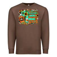 Chestnut Somewhere Between Whiskey and Jesus Premium Sweatshirt - Jasminsmagicworld