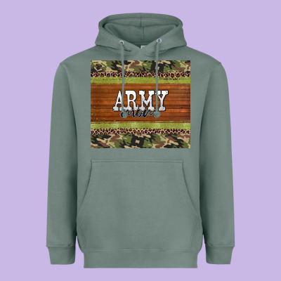 Army Mom Leopard Glitter Camouflage Heavyweight Hoodie Designed By Barkaloodesign