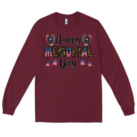 Burgundy happy memorial day Long Sleeve Tee - CowhideDigitalArt
