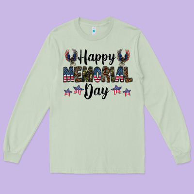 Happy Memorial Day Long Sleeve Tee Designed By Cowhidedigitalart