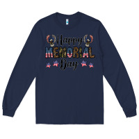 Navy happy memorial day Long Sleeve Tee - CowhideDigitalArt