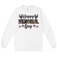 White happy memorial day Long Sleeve Tee - CowhideDigitalArt