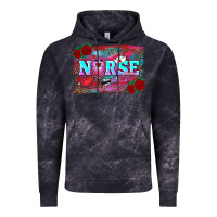 Cloud Black valentines day nurse with leopard and turquoise ba Vintage Hoodie - RanaPortraitStore