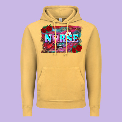 Valentines Day Nurse With Leopard And Turquoise Ba Vintage Hoodie Designed By Ranaportraitstore
