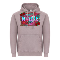 Vintage Zinc valentines day nurse with leopard and turquoise ba Vintage Hoodie - RanaPortraitStore