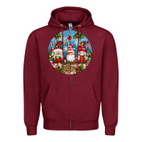 Burgundy christmas gnomes ornament Zipper Hoodie - Artiststas