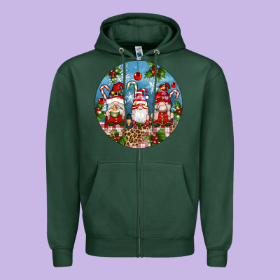 Christmas Gnomes Ornament Zipper Hoodie Designed By Artiststas