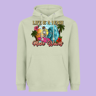 Life Is A Beach Make Waves Skeleton Heavyweight Hoodie Designed By Nancycooperartshop