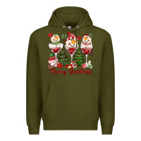 Army Green merry christmas wine and cocktails Premium Hoodie - MaliasSmallBusiness