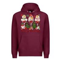 Burgundy merry christmas wine and cocktails Premium Hoodie - MaliasSmallBusiness