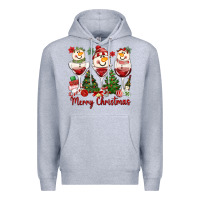 Heather Grey merry christmas wine and cocktails Premium Hoodie - MaliasSmallBusiness