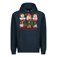 Navy merry christmas wine and cocktails Premium Hoodie - MaliasSmallBusiness