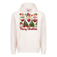 Pale Pink merry christmas wine and cocktails Premium Hoodie - MaliasSmallBusiness