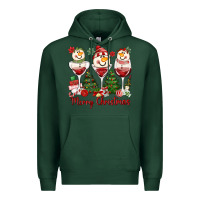 Sports Green merry christmas wine and cocktails Premium Hoodie - MaliasSmallBusiness