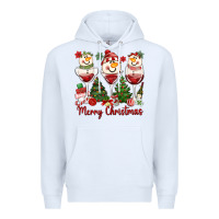 White merry christmas wine and cocktails Premium Hoodie - MaliasSmallBusiness