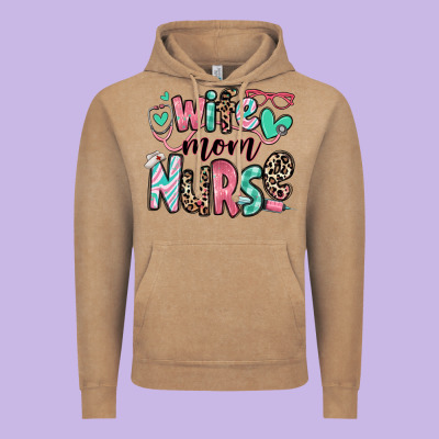 Wife Mom Nurse Vintage Hoodie Designed By Ranaportraitstore