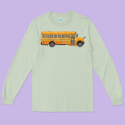 School Bus Long Sleeve Tee Designed By Fadigitalartstudio