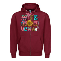 Burgundy wife mom cna Zipper Hoodie - AdoDesignShop
