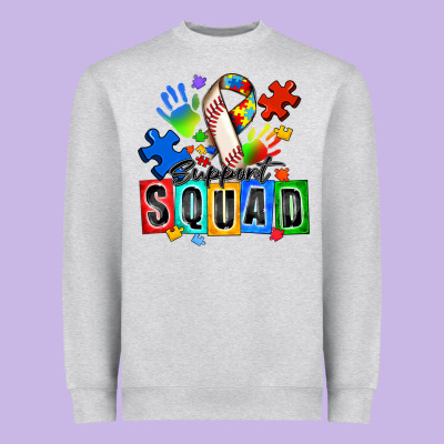 Baseball Support Squad Autism Heavyweight Sweatshirt Designed By Zillion Design Studio