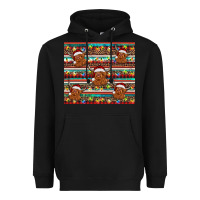 Black christmas turquoise serape highland cow Heavyweight Hoodie - BarkalooDesign