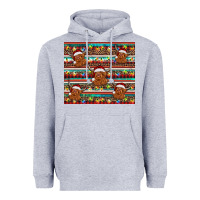 Heather Grey christmas turquoise serape highland cow Heavyweight Hoodie - BarkalooDesign
