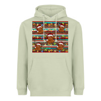 Matcha christmas turquoise serape highland cow Heavyweight Hoodie - BarkalooDesign