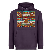 Plum christmas turquoise serape highland cow Heavyweight Hoodie - BarkalooDesign