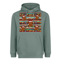 Sage christmas turquoise serape highland cow Heavyweight Hoodie - BarkalooDesign
